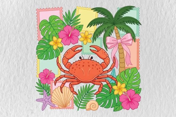 Preppy Summer Crab PNG: Elevate Your Beach Design Projects