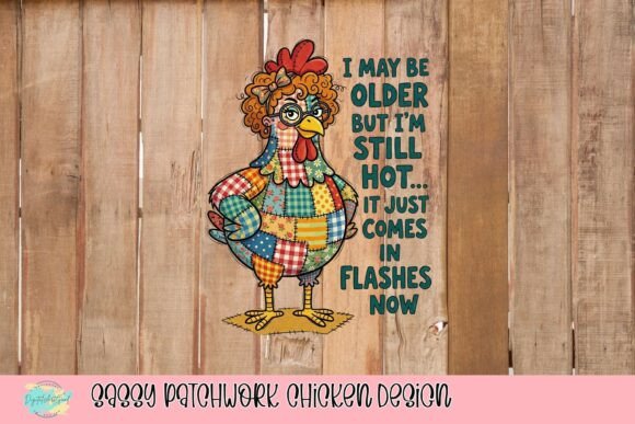 Sassy Patchwork Chicken Design: A Whimsical Visual Asset