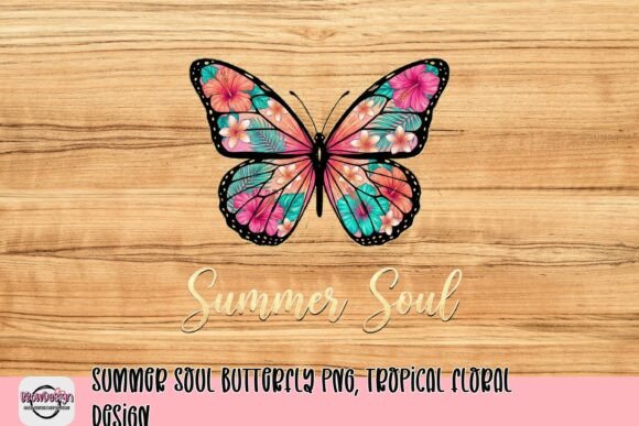 Summer Soul Butterfly PNG: Vibrant Tropical Floral Design