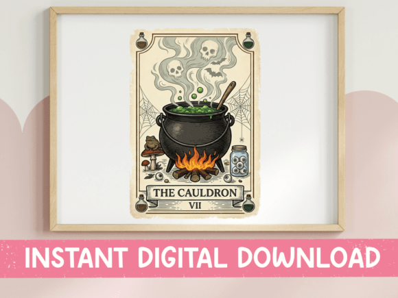 The Cauldron Tarot Card: A Witchy Design Asset